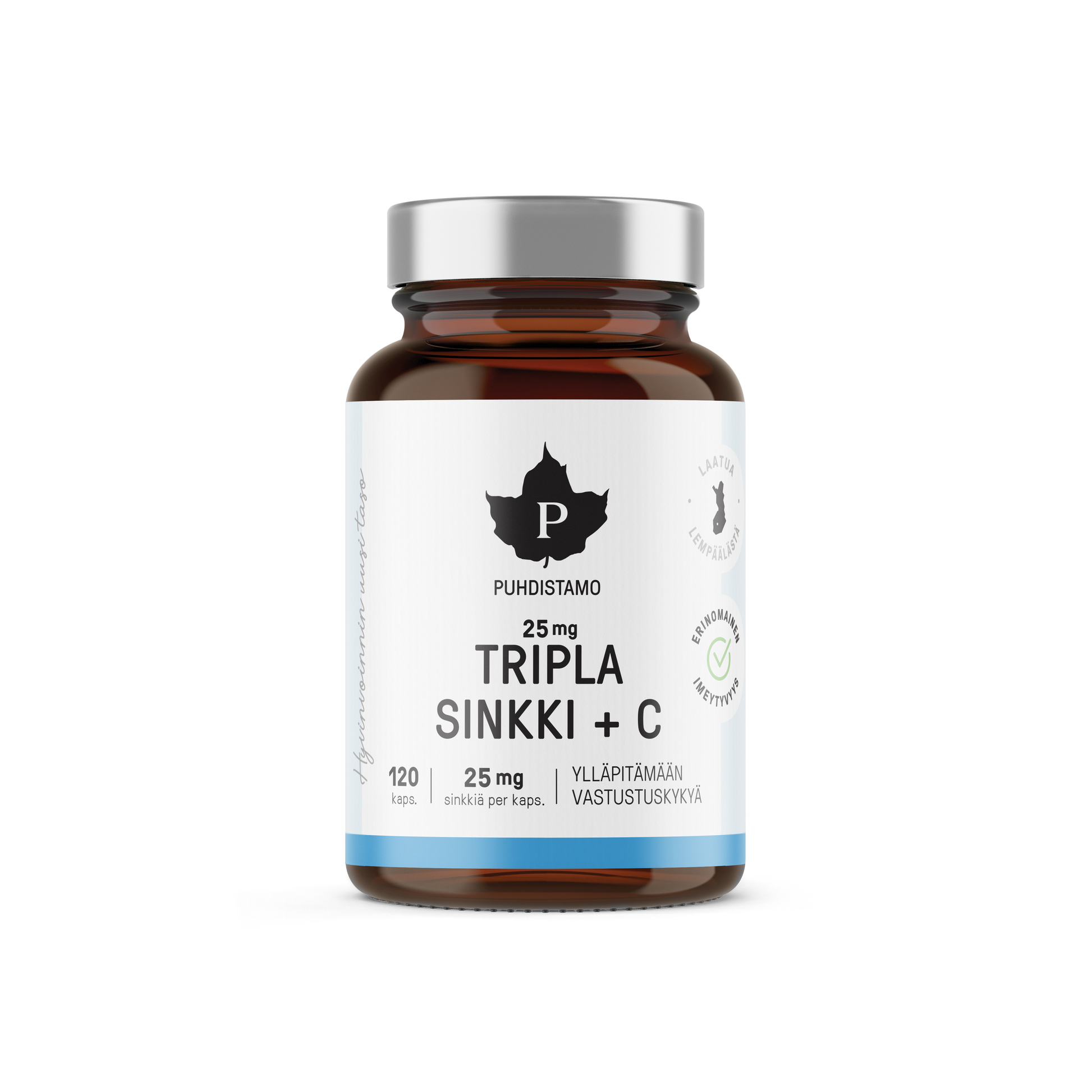 Puhdistamo Tripla Sinkki 25 mg + C vitamiini 120 kapselia - w2w terveys ja hyvinvointi