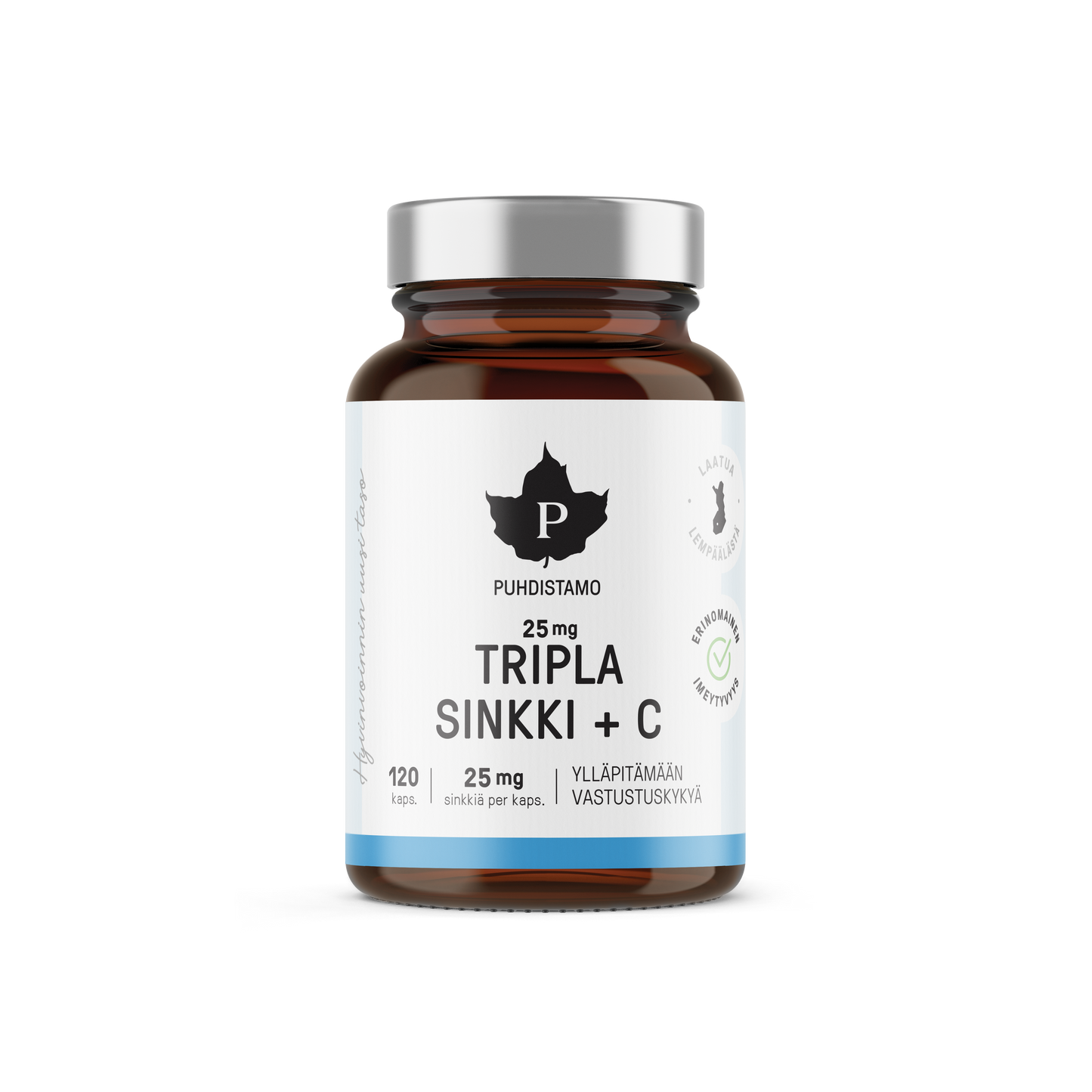Puhdistamo Tripla Sinkki 25 mg + C vitamiini 120 kapselia - w2w terveys ja hyvinvointi
